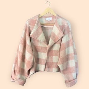 Anthro Ett:twa Blush Buffalo Plaid Jacket